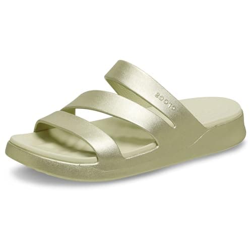 Image of Crocs Women's Getaway Strappy Sandals, Champagne Metallic, 8