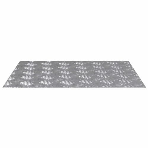 Image of RCODSSK Aluminium Modern Checker Plate Stair Tread 2 Pack, 60x50cm Silver Stair Treads for Indoor Outdoor Use, Non-Slip Durable Aluminium Mat for Home Office Steps