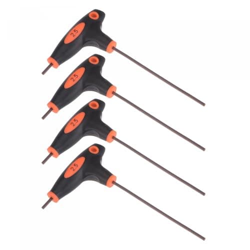 Image of TOP-VIGOR 4Pcs 2.5mm Hex Key T-Handle, T Bar Dual End Wrench Spanner Allen Key for Home Repair and Mechanical Maintenance, Metric S2 Steel