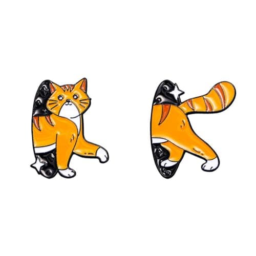 Image of sunruchao 2Pcs Couple Cat Lapel Pin Cat Space Leap Enamel Pin Creative Cat Space Brooches Cartoon Animal Loves Badge Pin Clothes Hat Jacket Backpack Accessories Gifts Lover Gift