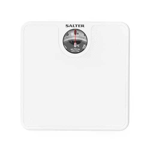 Image of Salter Mechanical Bathroom Scale – Analogue Body Weighing Scale, Classic Fitness Scale, 133kg Capacity, Easy Read Display with Magnifying Lens, Non-Slip Mat, No Batteries Required, White