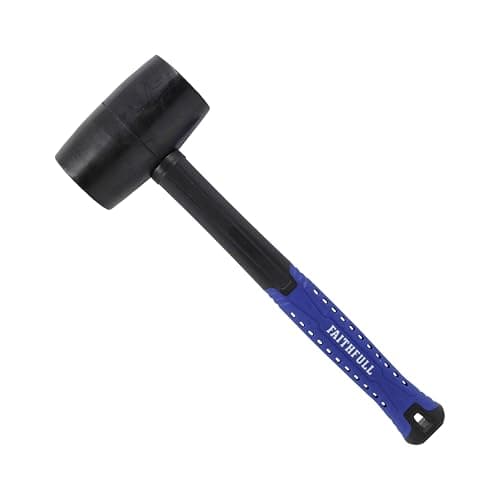 Image of Faithfull Black Rubber Mallet 680g (24oz) – Durable Rubber Head with High-Strength Fibreglass Shaft & Ergonomic Non-Slip Grip for Assembly, Flooring & Non-Damaging Striking Tasks