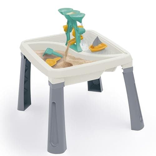 Image of DOLU Sand and Water Table 3 in 1 Creativity Toy For Children From 24 Months Garden Toys Play Tray Activity Table Water Play Table Sandbox - White/Grey