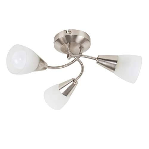 Image of MiniSun | Modern 3 Way Brushed Chrome Ceiling Light Fitting with Frosted Glass Shades | Pendant Lights, Home Décor & Improvement Essential | Mains Wired