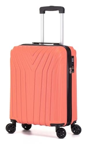 Image of DK Luggage Carry-on 20” Cabin Ryan Air, EasyJet, BA, Jet 2 Hard Shell Hand Luggage Approved Suitcase 4 Wheel Spinner Luggage ABS101 (Peach, 20" Cabin)
