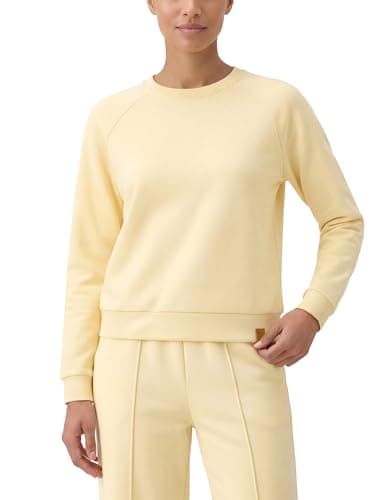 Image of Vivisence Women Crewneck Sweatshirt Soft Knit Pullover Everyday Comfort, Banana,XXL