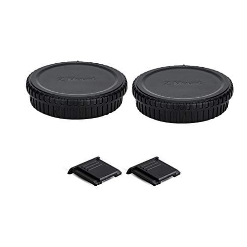 Image of 2 Pack Z Mount Body Cap Cover & Rear Lens Cap for Nikon Z9 Z8 Z7 Z7II Z6 Z6II Z6III Z5 Z5II Z50 Z50II Z30 ZR Zf Zfc Mirrorless Camera and Z Mount Lenses, 2 Extra Hot Shoe Protective Covers Included