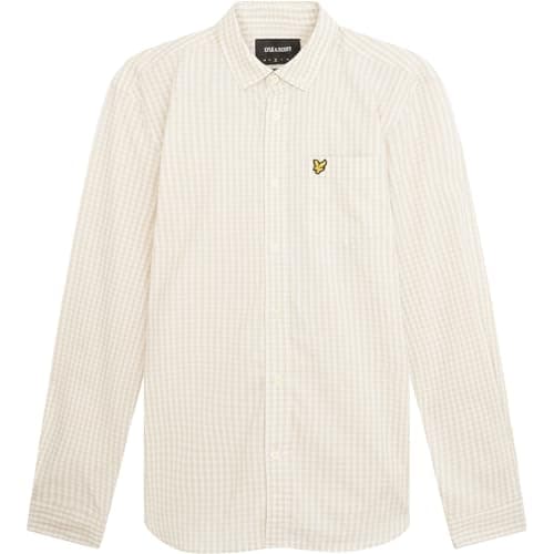Image of Lyle & Scott Mens Long Sleeve Gingham Shirt White/Sesame S