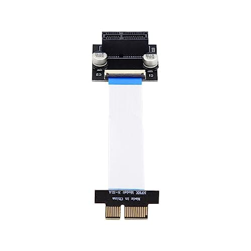 Image of NFHK Low Profile PCI-E Express 1X Slot Riser Card Extender Extension Ribbon Flex Relocate Cable 10cm 90 Degree Angled