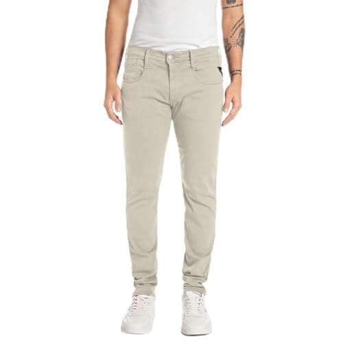 Image of Replay Herren Jeans Anbass Slim-Fit Hyperflex Colour X-Lite mit Stretch, Grau (Moon Grey 604-1), 30W / 34L