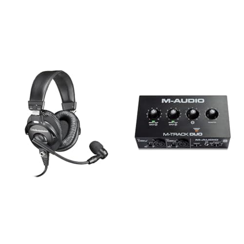 Image of Audio-Technica BPHS1 Broadcast Series Broadcast Stereo Headset Black & M-Audio M-Track Duo – USB Audio Interface for Recording, Streaming and Podcasting with Dual XLR