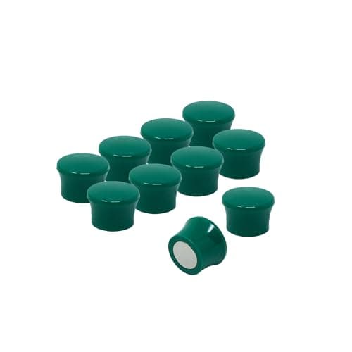 Image of Small High Power Green Memo Board Magnets for Fridge, Whiteboard, Noticeboard, Filing Cabinet - Pack of 10