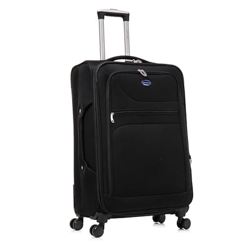 Image of Aerostar Large 29” Lightweight Softshell Expandable Suitcase, Integrated Combination Lock, 4 Wheels Check in Luggage for 23kg (Black, 112 litres)