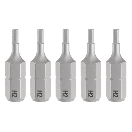 Image of sourcing map 5pcs H2.0 Hex Screwdriver Bit 1/4" Hex Shank 25mm/1" Length Magnetic Hexagon Head S2 Steel Screw Driver Bit