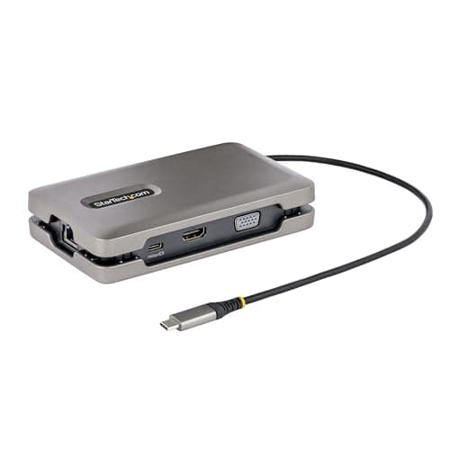 Image of StarTech USB-C Multiport Adapter w/ USB-C DP Alt Mode Video Output/4K HDMI 2.0/VGA, Dual Monitor, 100W PD Pass-Through, USB Type C Mini Dock/MST Adapter Hub (DKM31C3HVCPD), Space Gray