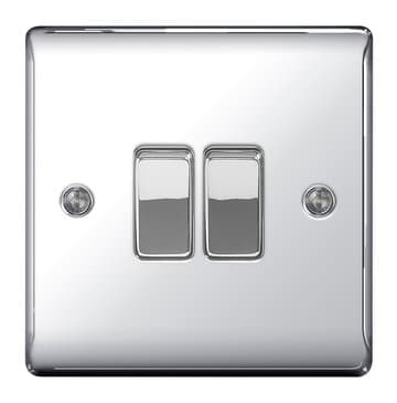 Image of BG Nexus Metal Polished Chrome Light Switch 2G 2W NPC42