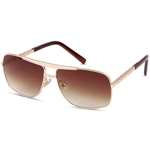 Image of Sunglasses Mens Polarised High Protection Retro A-viator Sunglasses Anti Glare UV400 Protection Durable Double Bridge Driving Glasses Metal Frame Lightweight for Driving Cycling Fishing Traveling