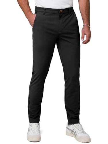 Image of Elegancity Mens Classic-Fit Chino Trousers Stretch Smart Cotton Trousers for Men Casual Water-Repellent Stain-Resistant Formal Business Office Pants, Black XXL