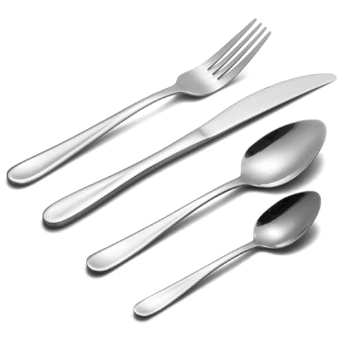 Image of Cutlery Set,Alata Grand 16 Piece Stainless Steel Flatware Set, Tableware Silverware Set with Forks Spoons Knife Set, Service for 4, Dishwasher Safe/Everyday Use, Mirror Polished