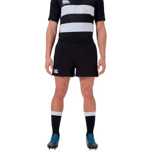 Image of Canterbury Men's Players Drill Shorts | Rugby Shorts | CCC Logo Gym Shorts, Black, M