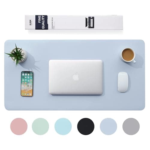 Image of BUBM Desk Mat, Office Desk Pad,PU Leather Desk Blotter (120x60cm) Laptop Desk Mat Waterproof Desk Writing Pad for Office and Home-Blue