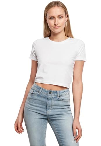 Image of Build Your Brand Womens Ladies Cropped Tee T-shirt, White, L EU