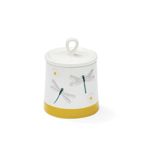 Image of Cooksmart British Designed Sugar Bowl with Lid | Ceramic Sugar Pot with Modern Designs | Sugar Bowls with Lids Perfect for Any Kitchen - English Meadow