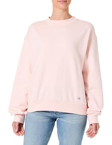 Image of Calvin Klein Women’s Round Neck Badge Logo Terry Sweatshirt, Pink (Cloud Pink), S