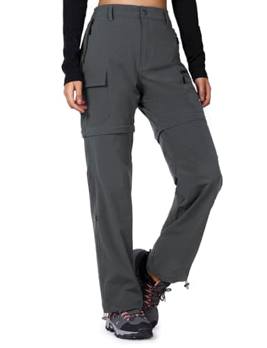 Image of Cycorld Hiking Cargo Trousers Womens Zip Off Waterproof Walking Trousers Lightweight Quick Dry Convertible Stretch Outdoor Casual with 5 Pockets(Grey,M)