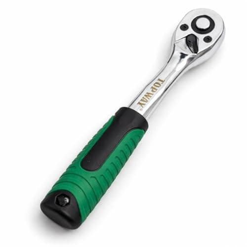 Image of TOPWAY 1/2" Ratchet Handle 72 Teeth – Fine Adjustment Quick Release Reversible Socket Wrench – Heavy Duty Chrome Vanadium Steel Mechanic Tool, Model 423907