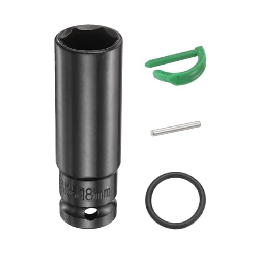 Image of sourcing map 6 Point Deep Impact Socket 1/2" Drive 18mm Metric Standard Socket Cr-Mo Steel Spindle Axle Hex Nut Bolt Sockets with Rubber Ring Locking Pin