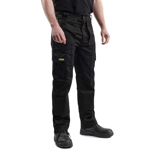 Image of SITE KING Mens Multi Pocket Cargo Combat Work Trousers Size 28 to 52 with Knee Pad Pockets 34 Waist / 33 Black