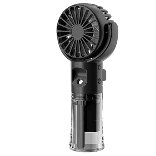 Image of Handheld Fan, Mini Portable Hand Held Fan with Water Mist Spray, USB Rechargeable Fans with 4 Speeds, Lightweight Small Desk Fan Desktop Cooling Fans for Indoor, School, Travel, Camping, Makeup(Black)