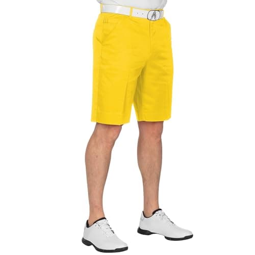 Image of Royal & Awesome Men's Yellow Golf Shorts, Tailored Chino Golf Shorts, Smart Men's Shorts, Funny Bright Yellow Design, 34 Waist