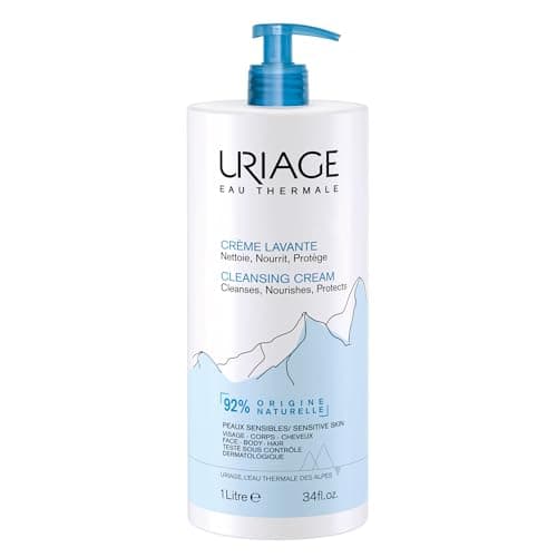 Image of Uriage Cleansing Cream 1L - Moisturizing Body Cleanser with Shea Butter - 2-in-1 Cleansing & Nourishing - Face, Body & Hair - 92% Natural Origin, Paraben & Soap-Free - Physiological pH