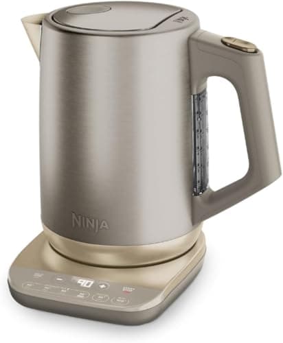Image of Ninja Perfect Temperature Kettle, 1.7L, with Temperature Control, LED Display, Easy to Use Kettle with Rapid Boil and Temperature Hold, Stone/Gold KT201UKSTGD