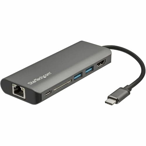 Image of StarTech.com USB C Multiport Adapter - USB-C Travel Dock to 4K HDMI, 3x USB 3.0 Hub, SD/SDHC, GbE, 60W PD 3.0 Pass-Through - Portable USB-C Mini Docking Station USB Type-C/Thunderbolt 3 (DKT30CSDHPD3)