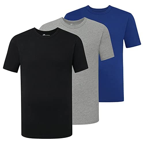 Image of New Balance Men's Cotton Performance Crew Neck Tee, Black/Heather Grey/Team Royal, XL