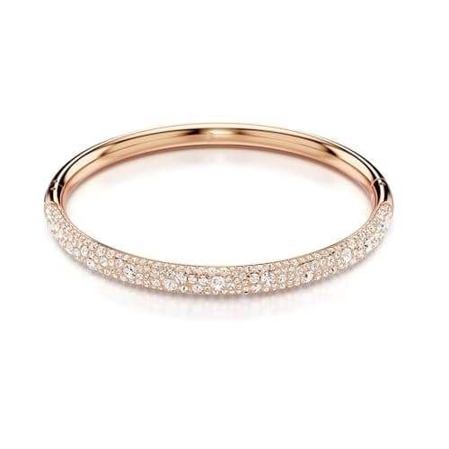 Image of Swarovski Meteora bangle, Snow pavé, White, Rose gold-tone plated