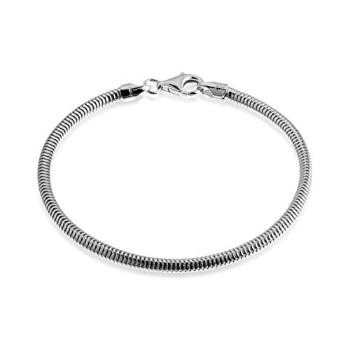 Image of QUADRI - 925 Silver Bracelet - Elegant Snake Chain Gift Idea for Men and Women, 3 mm Link Width - Length 20.3 cm - Made in Italy