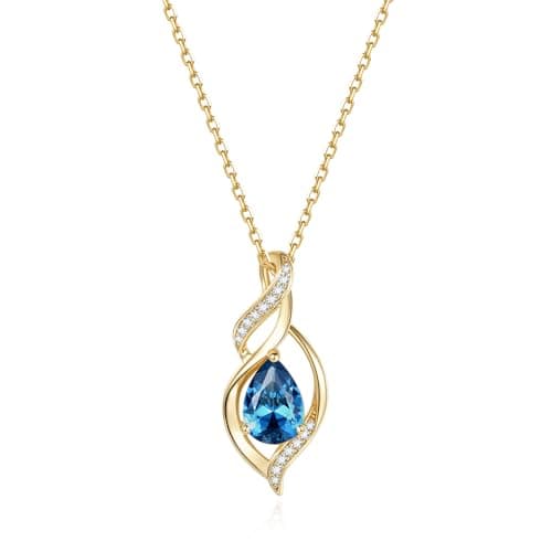Image of FANCIME 14K Gold Plated December Birthstone Necklace for Women, Sterling Silver Infinity Blue Topaz Pendant Necklace, Birthday Anniversary Valentine's Day Fine Jewellery Gift for Her Wife