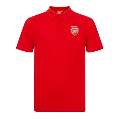 Image of Arsenal FC Official Football Gift Boys Crest Polo Shirt Red 12-13 Years XLB