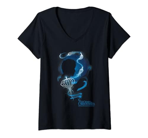 Image of Womens Fantastic Beasts: The Crimes of Grindelwald Newt Silhouette V-Neck T-Shirt