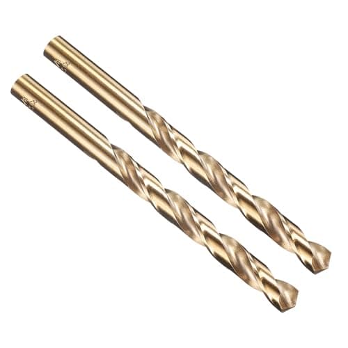 Image of PATIKIL 9.5mm Drill Bit 3/8", M35 Cobalt 5% High-Speed Steel Jobber Straight Shank 135° Gold Finish for Stainless Steel Hard Metal - 2 Pack