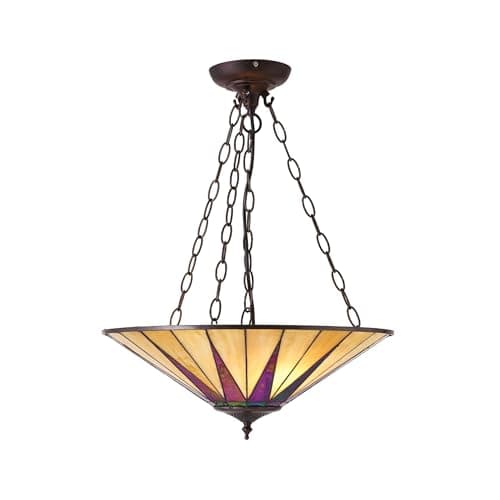 Image of Dark Star Large Tiffany Style Inverted Three Light Ceiling Pendant - Interiors 1900 70754