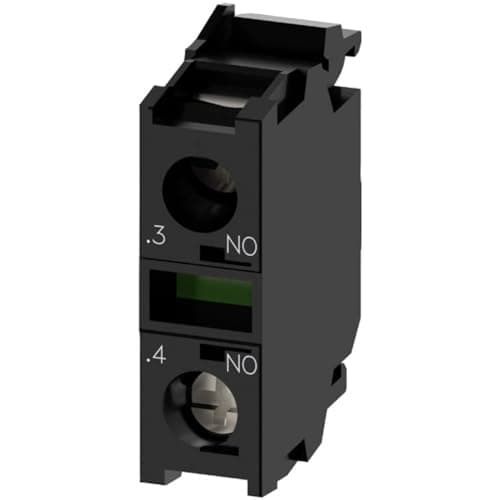 Image of Siemens 3SU1400-1AA10-1BA0 Contact Module with 1 Contact Element, 1NO, Screw Terminal, for Front Plate MOUNTING, White