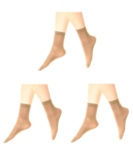 Image of Mytoptrendz® Ladies Soft Opaque Ankle Highs Socks Microfiber Semi Opaque Tight Socks Crew Length Ankle High Hosiery Pack of- 3 pair (Natural)