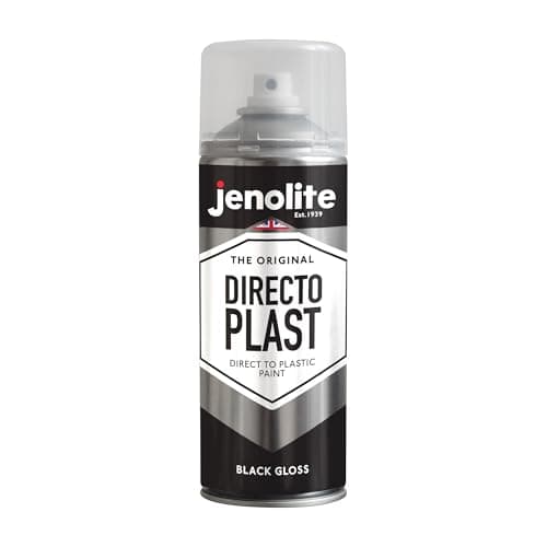 Image of JENOLITE Directoplast Gloss Spray Paint | Black | 400ml | for Plastic Surfaces | All Types of Plastic | No Primer Required Multi Surface Paint | RAL 9005