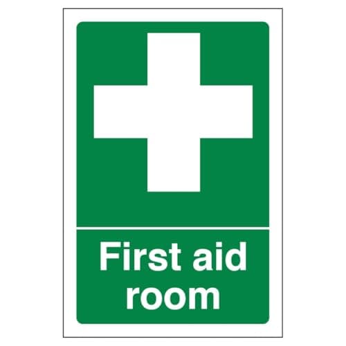 Image of V Safety First Aid Room - Portrait 200 x 300mm - 2mm Rigid Plastic Safety Sign