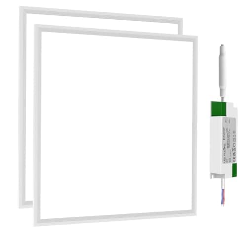 Image of LES FLEURS Square Led Panel Lights 600 x 600 mm, 4000K Natural Light Recessed Office Ceiling Panel Down Light, 30W 3850 Lumen Commercial Flat Backlit Fixture (2 Packs)